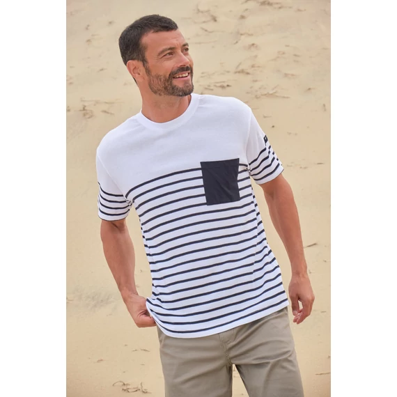 Pamut póló zsebbel FEHÉR/MARINE_L